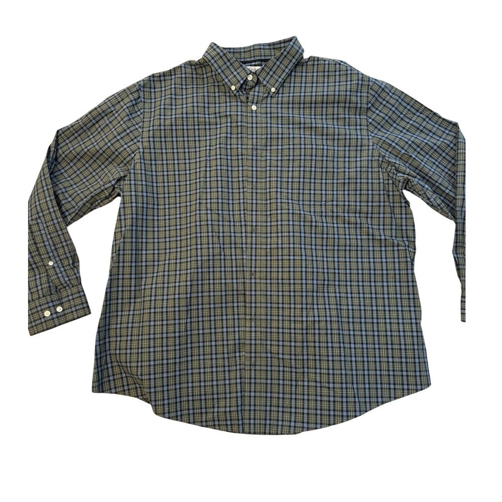 Croft & Barrow Mens 2XB Blue Green Plaid Easy Care Button Down Shirt Long Sleeve